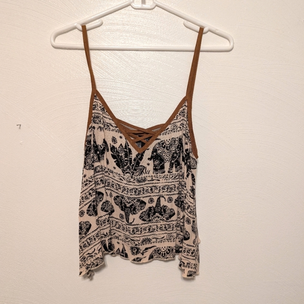 Flowy Elephant Print Crop Tank